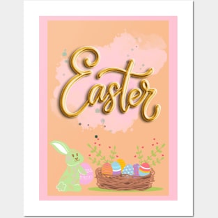 Cute Rabbit Easter Posters and Art